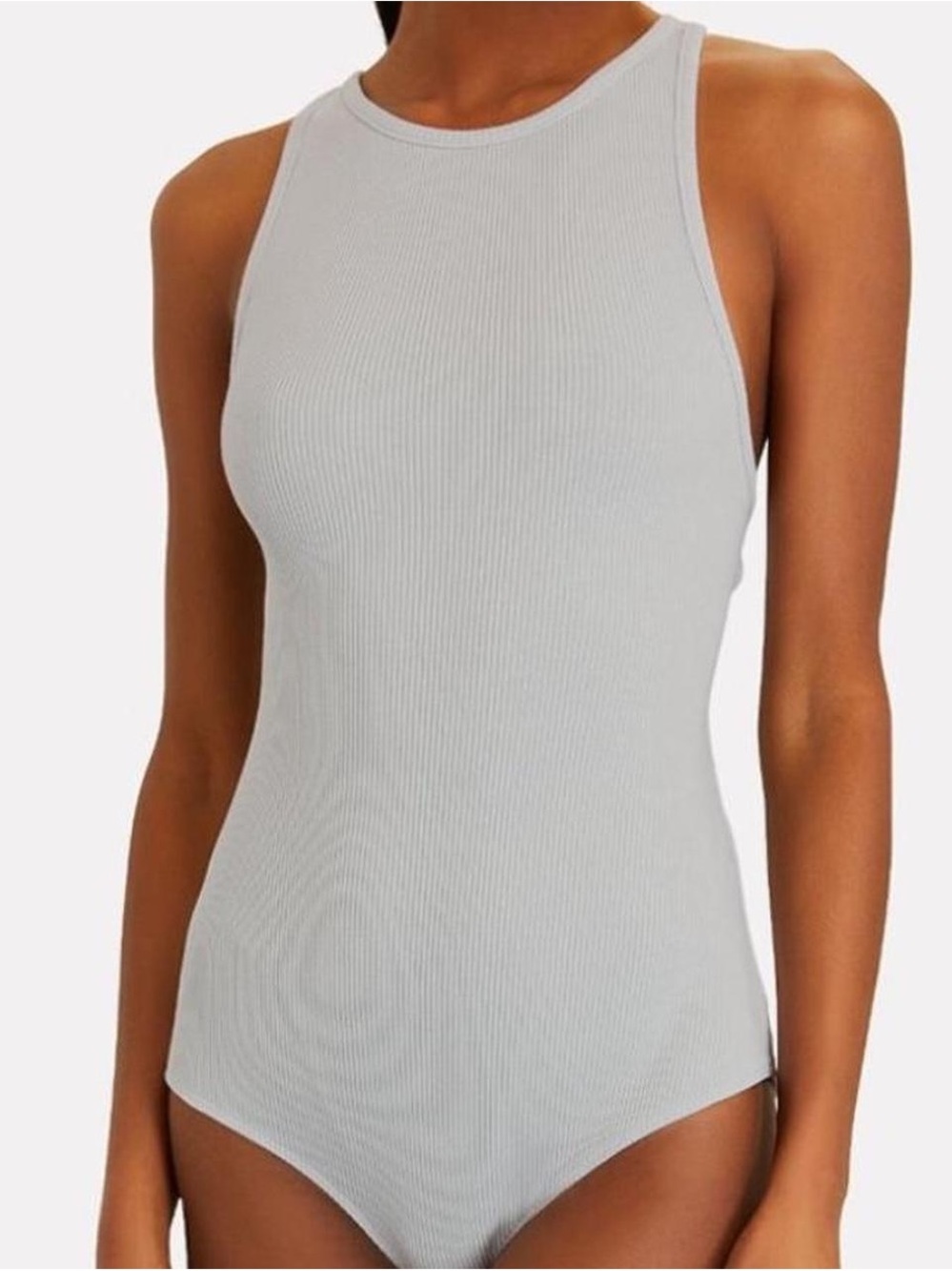 AGOLDE Nova Banded Back Women’s Ribbed Bodysuit White/Grey - M